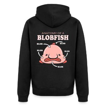 Blobfish Deep Sea Grumpy Introverted Gift - Unisex Premium Organic Zip Hoodie - black - Back - Nico (187cm)