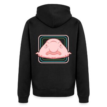 Blobfish Deep Sea Grumpy Introverted Gift - Unisex Premium Organic Zip Hoodie - black - Back - Nico (187cm)