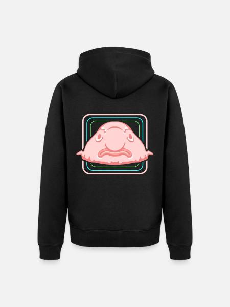 Blobfisch Tiefsee Grumpy Introvertiert Geschenk - Unisex Premium Bio Zip Hoodie - Schwarz