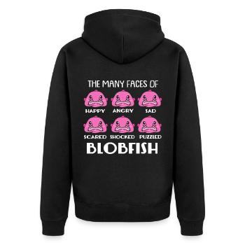 Blobfish Deep Sea Grumpy Introverted Gift - Unisex Premium Organic Zip Hoodie - black - Back - Nico (187cm)