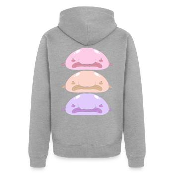Blobfisch Tiefsee Grumpy Introvertiert Geschenk - Unisex Premium Bio Zip Hoodie - Grau meliert - Hinten - Nico (187cm)