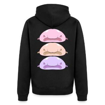 Blobfish Deep Sea Grumpy Introverted Gift - Unisex Premium Organic Zip Hoodie - black - Back - Nico (187cm)