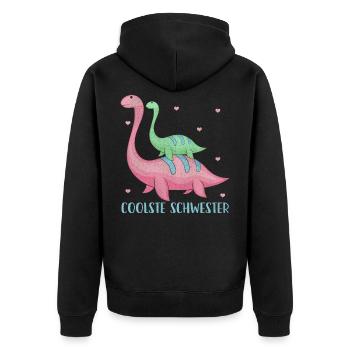 Grande soeur naissance frères et soeurs Dino - Veste à capuche bio Premium Unisexe - noir - Dos - Nico (187cm)