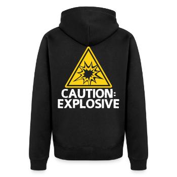 Alarme d’explosion Attention Bouclier - Veste à capuche bio Premium Unisexe - noir - Dos - Nico (187cm)