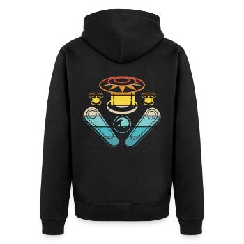Pinball - Unisex Premium Organic Zip Hoodie - black - Back - Nico (187cm)