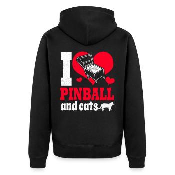Pinball - Unisex Premium Organic Zip Hoodie - black - Back - Nico (187cm)