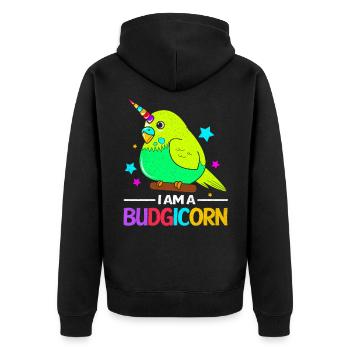 Budgie - Unisex Premium Organic Zip Hoodie - black - Back - Nico (187cm)