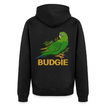 Budgie - Unisex Premium Organic Zip Hoodie - black - Back - Nico (187cm)