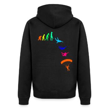 Parachute Parachuting Skydiving - Unisex Premium Organic Zip Hoodie - black - Back - Nico (187cm)