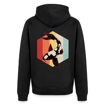 Koi - Unisex Premium Bio Zip Hoodie - Schwarz - Hinten - Nico (187cm)