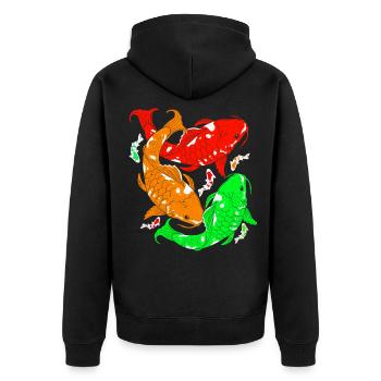 Koi - Unisex Premium Bio Zip Hoodie - Schwarz - Hinten - Nico (187cm)