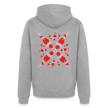 Koi - Unisex Premium Bio Zip Hoodie - Grau meliert - Hinten - Nico (187cm)