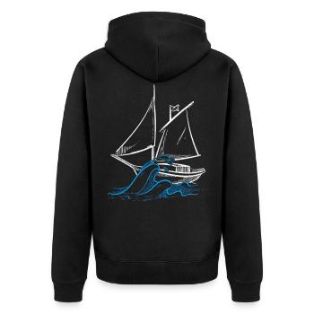 Segelboot Wind Schiff Segler Schifffahrt Geschenk - Unisex Premium Bio Zip Hoodie - Schwarz - Hinten - Nico (187cm)