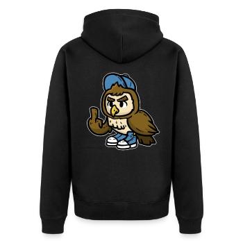Hibou montre doigt moyen - Veste à capuche bio Premium Unisexe - noir - Dos - Nico (187cm)