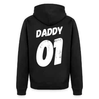 daddy 01 - Unisex Premium Organic Zip Hoodie - black - Back - Nico (187cm)