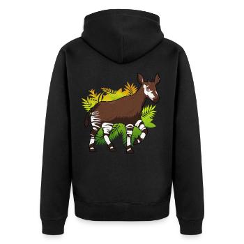 Okapi - Unisex Premium Bio Zip Hoodie - Schwarz - Hinten - Nico (187cm)