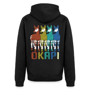 Okapi - Unisex Premium Bio Zip Hoodie - Schwarz - Hinten - Nico (187cm)