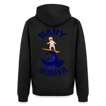 Baby surfer shirt that's cool to wear. - Unisex Premium Organic Zip Hoodie - black - Back - Nico (187cm)