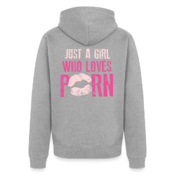 Porno Girl Mädchen Frau - Unisex Premium Bio Zip Hoodie - Grau meliert - Hinten - Nico (187cm)