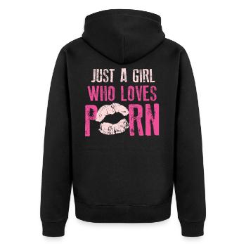 Porno Girl Mädchen Frau - Unisex Premium Bio Zip Hoodie - Schwarz - Hinten - Nico (187cm)