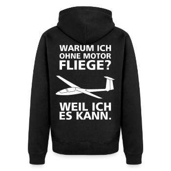 Glider engine funny saying gift Tshirt - Unisex Premium Organic Zip Hoodie - black - Back - Nico (187cm)