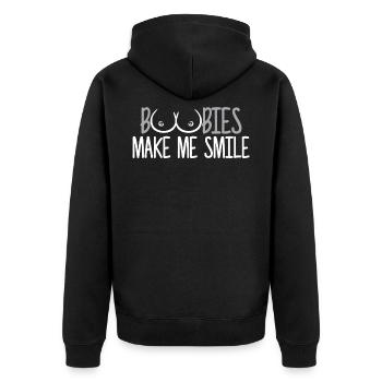 Breasts Boobs Boobies make me smile - Unisex Premium Organic Zip Hoodie - black - Back - Nico (187cm)