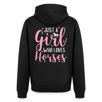 Fille aime les chevaux amoureux des chevaux - Veste à capuche bio Premium Unisexe - noir - Dos - Nico (187cm)