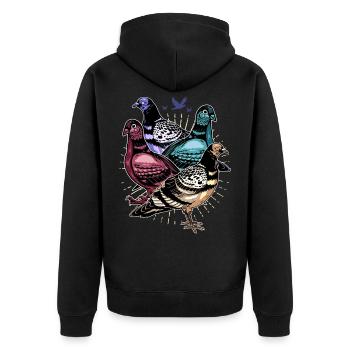 Tauben Rennen Taubenzüchter Brieftaube Turteltaube - Unisex Premium Bio Zip Hoodie - Schwarz - Hinten - Nico (187cm)
