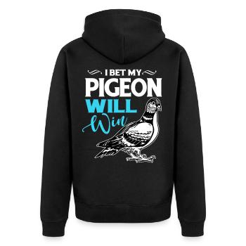 Tauben Rennen Taubenzüchter Brieftaube Turteltaube - Unisex Premium Bio Zip Hoodie - Schwarz - Hinten - Nico (187cm)
