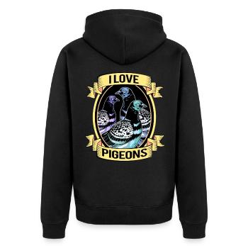 Tauben Rennen Taubenzüchter Brieftaube Turteltaube - Unisex Premium Bio Zip Hoodie - Schwarz - Hinten - Nico (187cm)