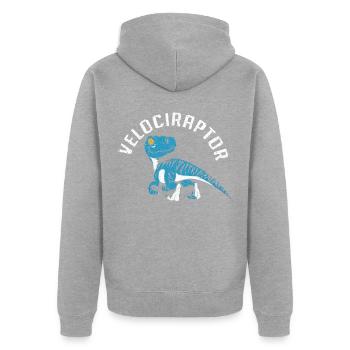 Vélociraptor - Veste à capuche bio Premium Unisexe - gris chiné - Dos - Nico (187cm)