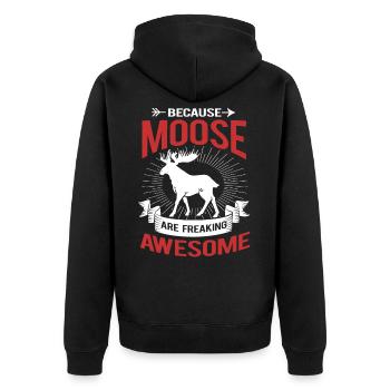 Elk Moose Deer Antler Reindeer Deer Gift - Unisex Premium Organic Zip Hoodie - black - Back - Nico (187cm)