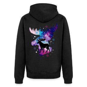 Elk Moose Deer Antler Reindeer Deer Gift - Unisex Premium Organic Zip Hoodie - black - Back - Nico (187cm)