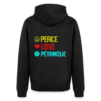 Pétanque - Unisex Premium Bio Zip Hoodie - Schwarz - Hinten - Nico (187cm)