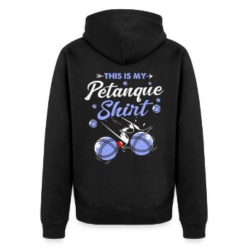 Pétanque - Unisex Premium Bio Zip Hoodie - Schwarz - Hinten - Nico (187cm)
