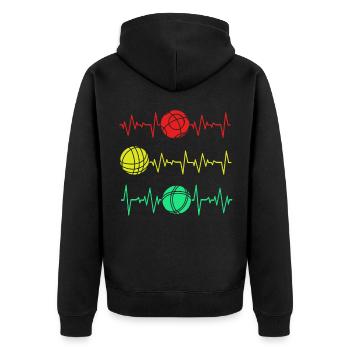 Pétanque Bocce Raffa Boule Sport Ball Petanque - Unisex Premium Organic Zip Hoodie - black - Back - Nico (187cm)