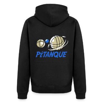 Pétanque Bocce Raffa Boule Sport Ball Petanque - Unisex Premium Bio Zip Hoodie - Schwarz - Hinten - Nico (187cm)
