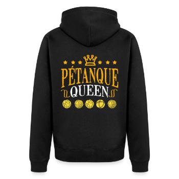 Pétanque - Unisex Premium Bio Zip Hoodie - Schwarz - Hinten - Nico (187cm)