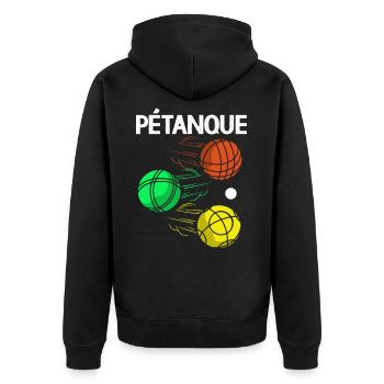 Pétanque Bocce Raffa Boule Sport Ball Petanque - Unisex Premium Bio Zip Hoodie - Schwarz - Hinten - Nico (187cm)