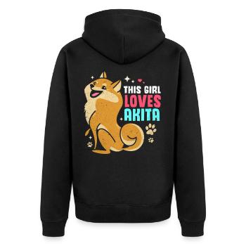 Akita - Unisex Premium Bio Zip Hoodie - Schwarz - Hinten - Nico (187cm)