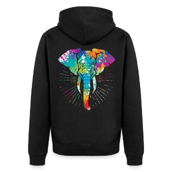 Elephant - Unisex Premium Organic Zip Hoodie - black - Back - Nico (187cm)