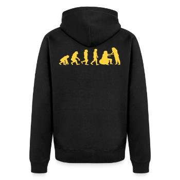 Physiotherapie Physio Physiotherapeut Geschenk - Unisex Premium Bio Zip Hoodie - Schwarz - Hinten - Nico (187cm)