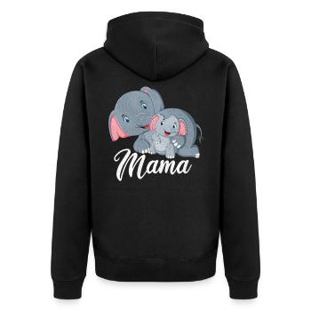 Mama Elefant Liebt Ihr Baby Maedchen Muttertag - Unisex Premium Bio Zip Hoodie - Schwarz - Hinten - Nico (187cm)