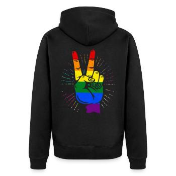 LGBT - Unisex Premium Bio Zip Hoodie - Schwarz - Hinten - Nico (187cm)