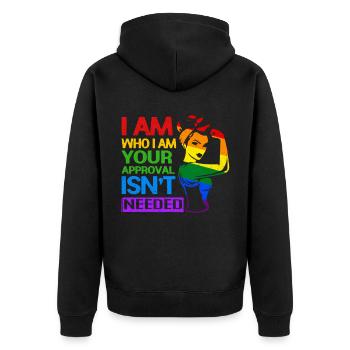 LGBT - Unisex Premium Organic Zip Hoodie - black - Back - Nico (187cm)