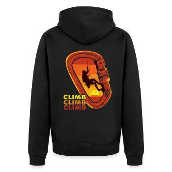 Klettern - Unisex Premium Bio Zip Hoodie - Schwarz - Hinten - Nico (187cm)