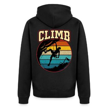 Klettern - Unisex Premium Bio Zip Hoodie - Schwarz - Hinten - Nico (187cm)