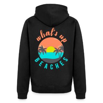 what's up beaches - Unisex Premium Bio Zip Hoodie - Schwarz - Hinten - Nico (187cm)