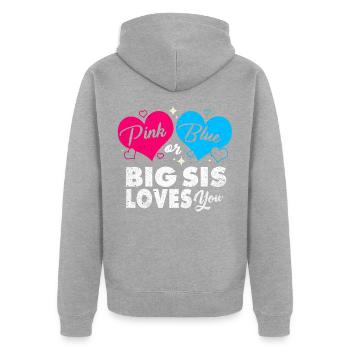 Schwangerschaft - Unisex Premium Bio Zip Hoodie - Grau meliert - Hinten - Nico (187cm)