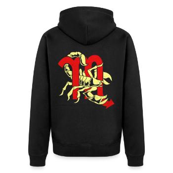 Scorpion - Unisex Premium Organic Zip Hoodie - black - Back - Nico (187cm)